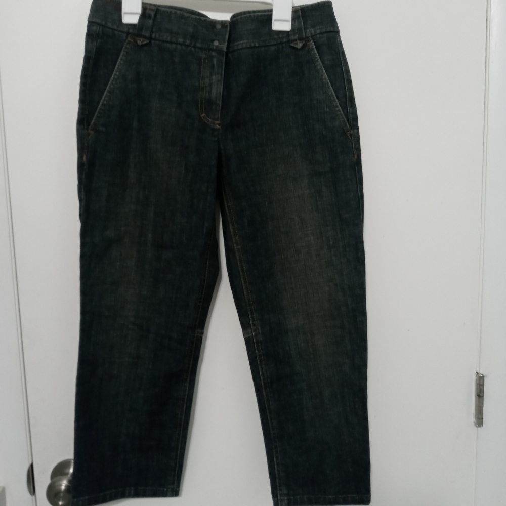 Theory Bann Cropped denim dark wash 4 Pocket Indigo Jeans Size 6